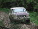 1990 Ford Bronco - A 1990 Ford Bronco navigates a rough, unpaved path through a dense forest.