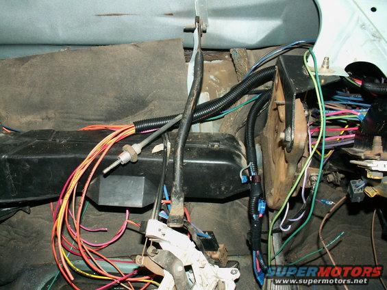 accessory wiring from new harness for heater, radio, clock and extras like cruise control and power seats.