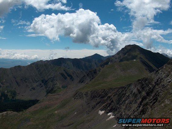 Mountain landscape with clouds and a watermark