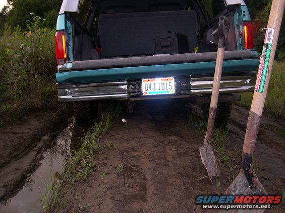 The shovels there in attempt to dig out the middle where my rear axle got stuck...only to find out my rear axle is only resting on the middle..my front axle is what's buried!
