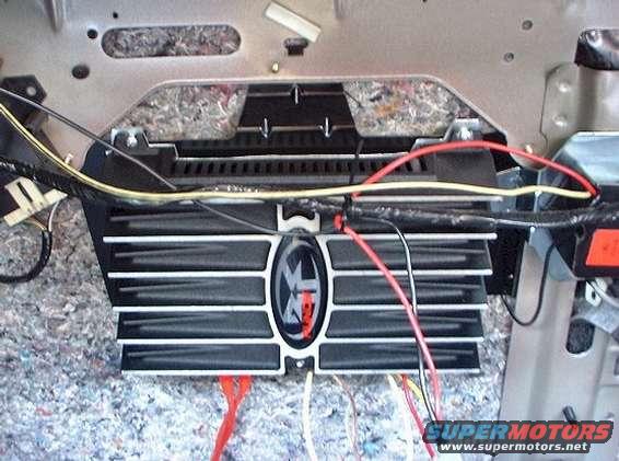 new_amp_mounted.jpg Rockford Fosgate punch X160.2 amp for sub mounted in factory placing.
