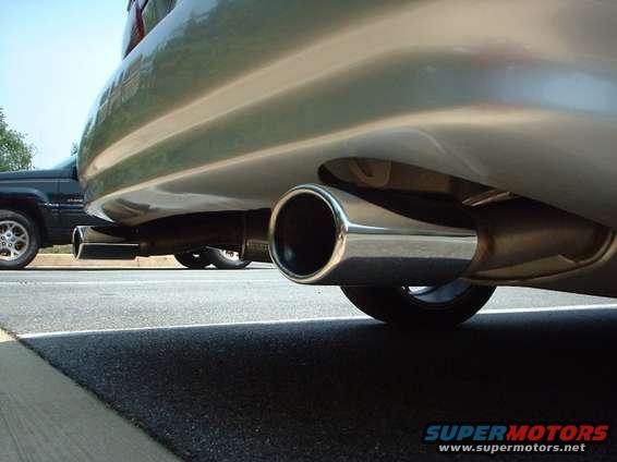 Dual chrome oval exhaust tips on dynomax catback exhaust system.