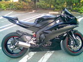Black sport motorcycle, side view