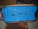 1967 Ford Fairlane - A freshly painted blue engine block sits on a surface, ready for reassembly.