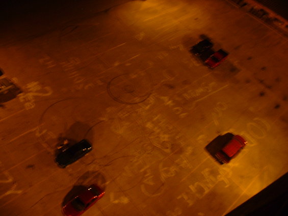 View of back parking lot from tower.