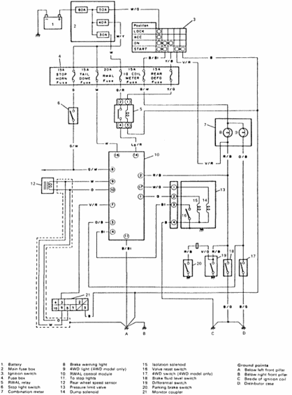 Wiring diagram with labels and symbols