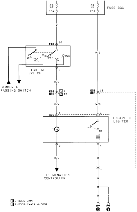 Electrical diagram showing relays and wiring connections