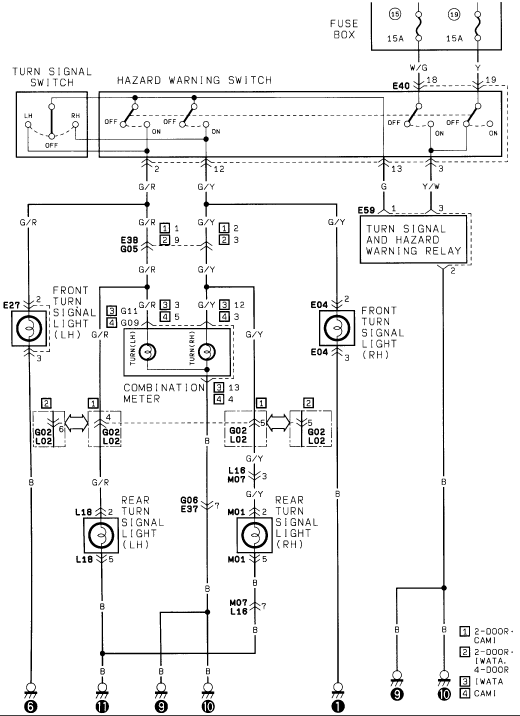 Wiring diagram with numbered components and lines connecting them