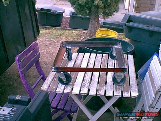 dolly-weldedwehhels.jpg to make this a faster project, i found it was best to plug weld the casters the the rails. 