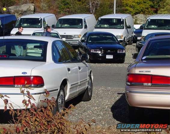 White 1995 Ford Crown Victoria parked next to other vehicles