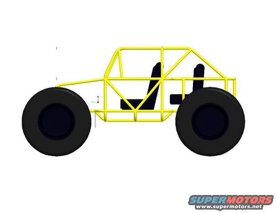 Yellow tube frame buggy with two seats and large tires