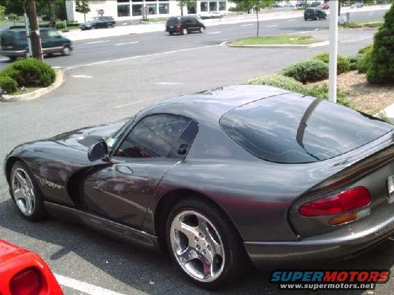 Dark grey coupe, 3/4 front view. First generation Dodge Viper