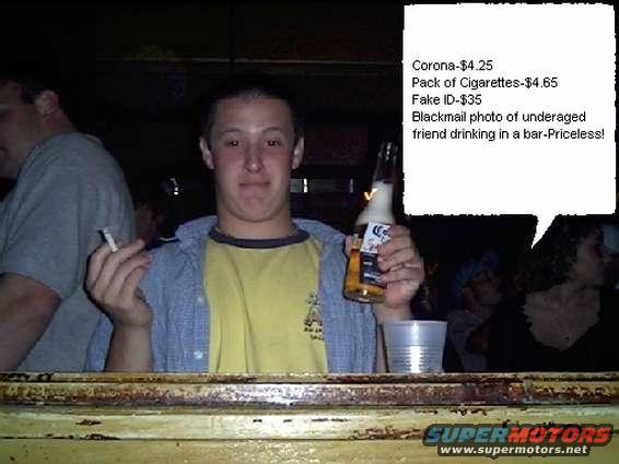 guy holding a Corona and a cigarette, with text about prices and blackmail