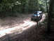 1996 Ford Bronco - A Ford Bronco navigates a challenging muddy path through a dense forest.