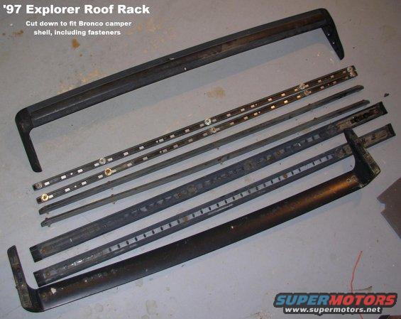 roofrack.jpg SOLD Roof Rack from 4-door Explorer cut down to fit a Bronco, including used screws & blind nuts.  Ships as 48x8x6" 12 lbs