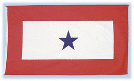 blue star service flag with a red border