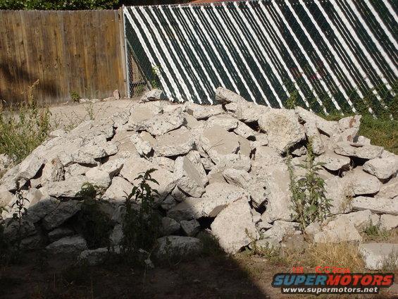 Pile of concrete that I busted by hand, back breaking work. 