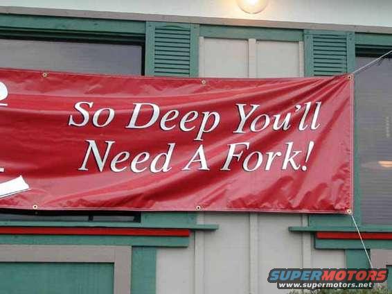 Red banner with "So Deep You'll Need A Fork!" text