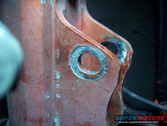 Red metal bracket with two circular holes