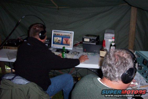 Left to right: Bob running the 432 station, Jack running 6 meters