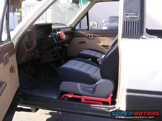 Interior of a 1985 Toyota 4Runner showing two-tone seats and dashboard