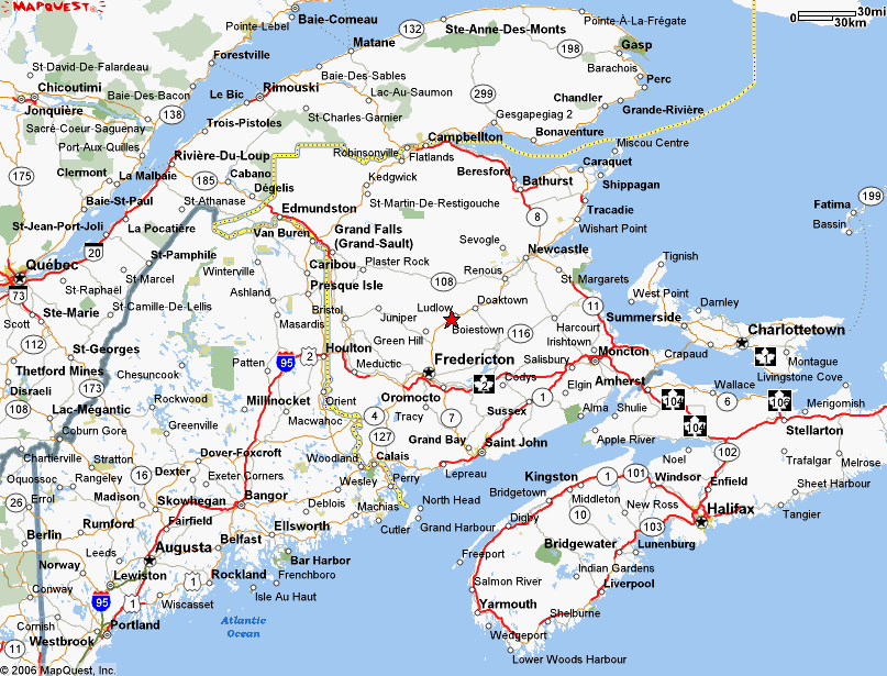Map showing a region with roads and cities