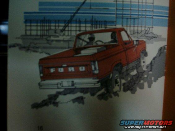 Illustration of a red Ford pickup truck, likely from the early 1980s, with 'FORD' spelled out on the tailgate