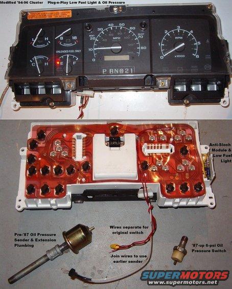 1983 Ford Bronco '87-96 Instruments, Low Fuel Light, Oil ... 1983 f150 cluster wiring diagram 