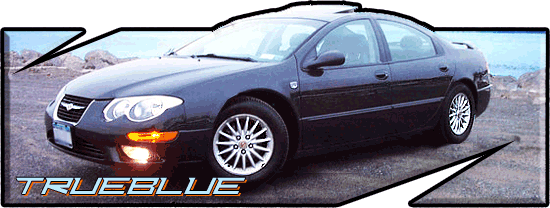 1999 Chrysler 300M sedan, front 3/4 view, dark color