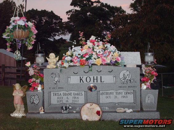 Gravestones decorated with flowers, angels, and lanterns