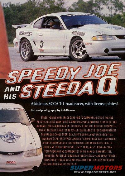White 1995 Ford Mustang race car, 3/4 front view, with racing decals and number 3