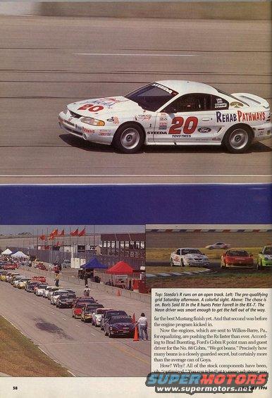 White race car with number 20 on track, other cars in pit lane and on track