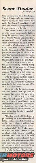 Article about a race, mentioning a 1995 Ford Mustang and other cars like Firebirds and RX-7s