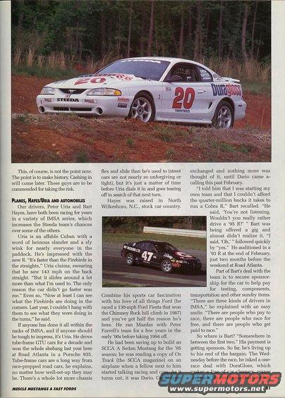White 1995 Ford Mustang race car with red number 20 and Duragloss sponsorship, angled on a dirt track