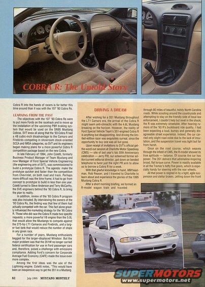 White 1995 Ford Mustang Cobra R on a racetrack, front view, hood scoop, racing tires