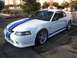 2002 Ford Mustang - This 2002 Ford Mustang features iconic blue racing stripes and '350R' badging along its side.