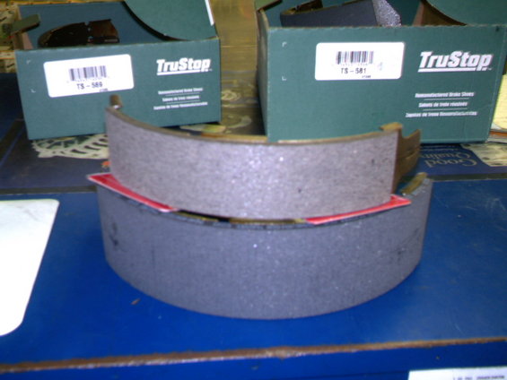 Two brake shoes with TruStop packaging
