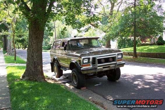 1978 Ford Bronco front end with chrome grille and bumper