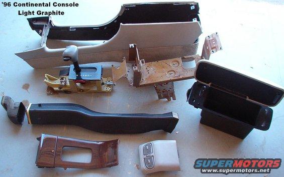 96contconspartsl.jpg '96 Continental Console

Disassembled & cleaned
Light Graphite
F60B-54044-D 34BDZUA8
CNSL FN74 ZUB GRAPHITE
206 0768
Prince Corp., Holland, MI 07-2-96