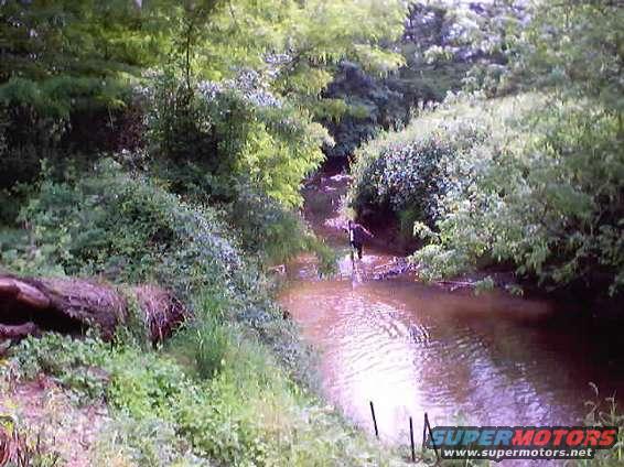 Running the winch cable down stream.