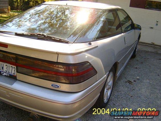 1990 Ford Probe rear view, silver paint, license plate JW 3173