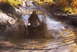 1979 Ford Bronco - An ATV navigates a challenging muddy path, creating a significant splash.