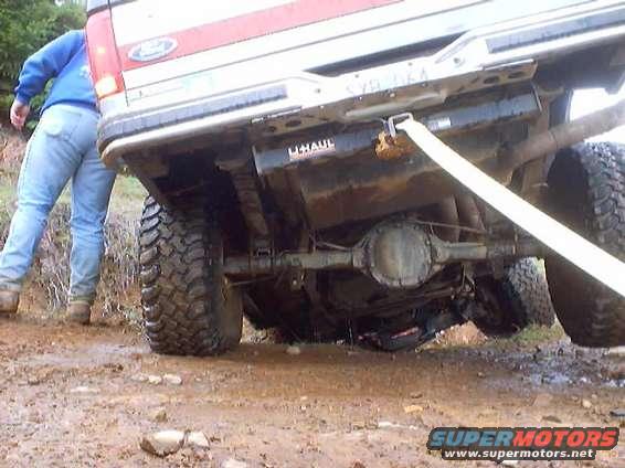 1976 Ford F-100 rear axle and suspension with large off-road tires
