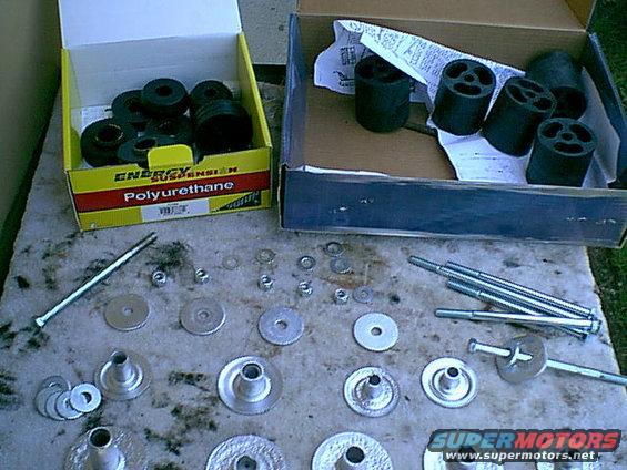 lift-poly.jpg I tossed the rubber bushings and cleaned and painted the shels. not seen i cut the nut off the bottom shell. This made the new install much easier.