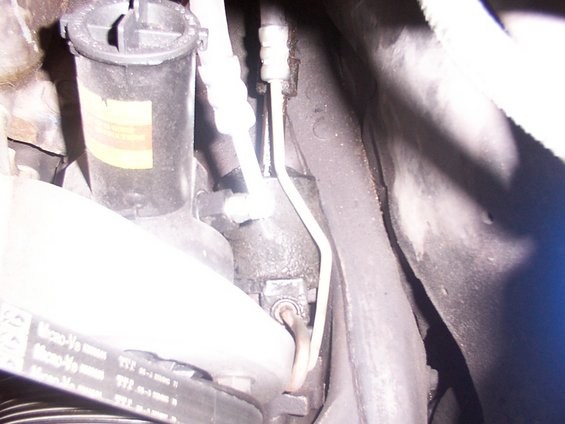 Power steering fluid reservoir and pump with hoses and belts
