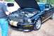 2006 Ford Mustang - Black 2006 Ford Mustang GT with hood open, gold stripes, and a white car in the background.