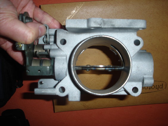 Throttle body with a hand actuating the throttle plate linkage