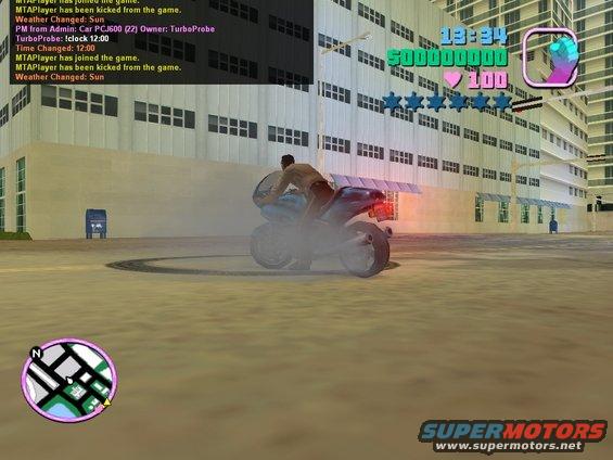 Motorcycle doing a burnout, side view. Game graphics