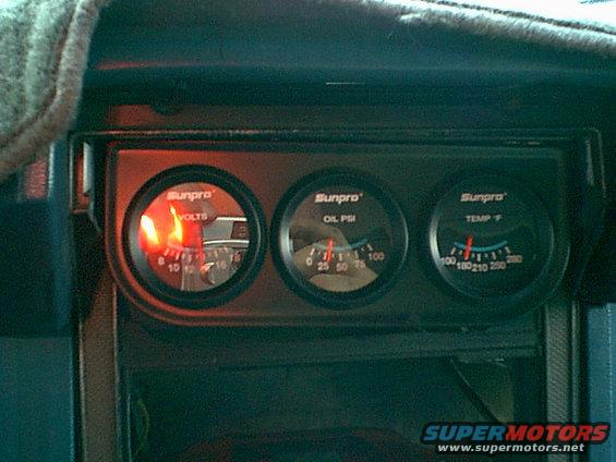 working.jpg Here are the SunPros install and working. Volts at 14 (Thanks 3G swap) oil Pressure 27 at idle and water temp 180.