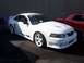 2002 Ford Mustang - White 2002 Ford Mustang Saleen edition displayed at an event, with another vehicle visible.